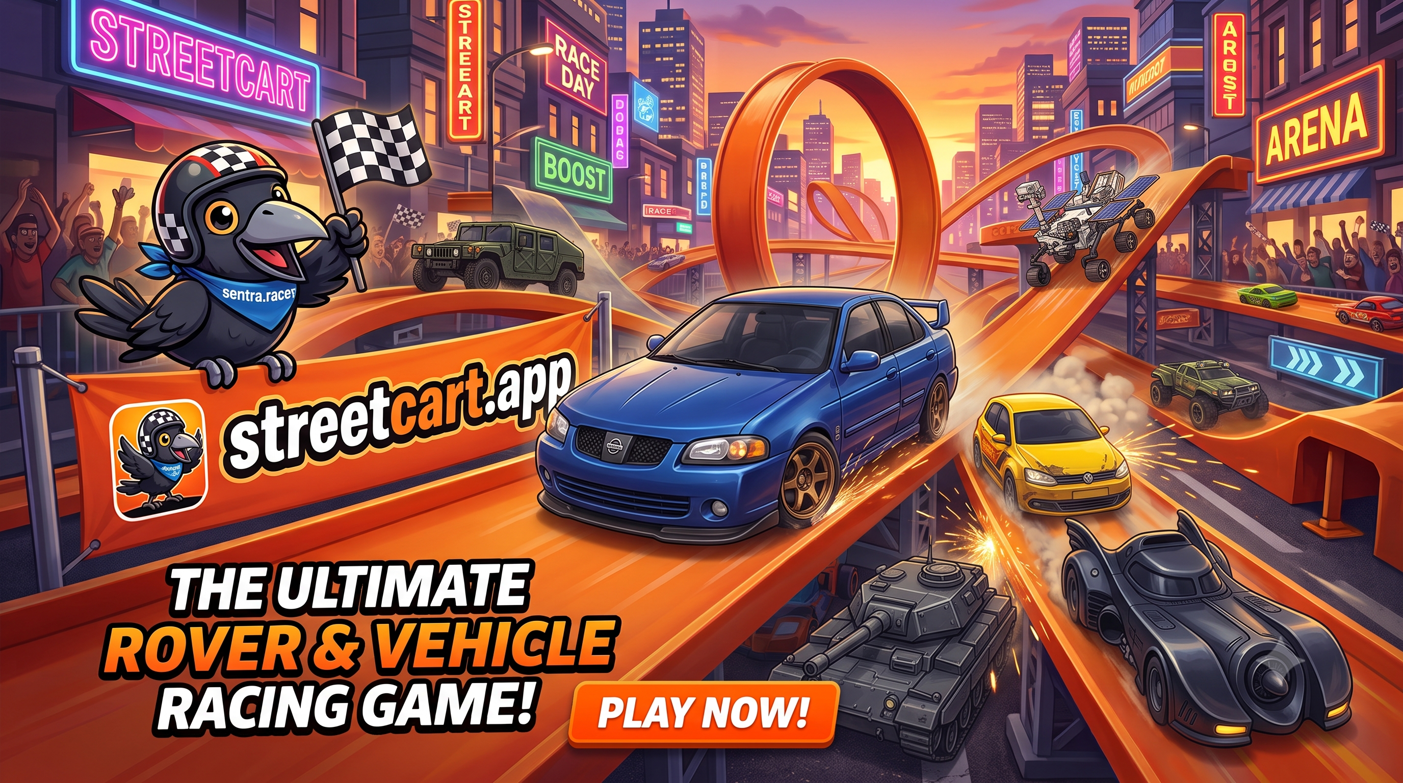 The Crow's Street Cart โ the ultimate Matchbox & Hot Wheels racing game
